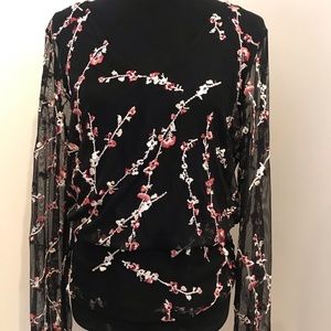 White House Black Market sheer blouse with solid cami underneath.